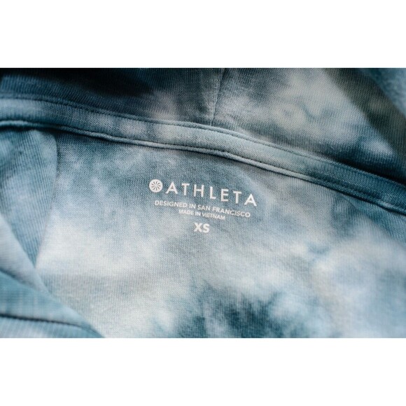 Athleta Sundown Tie Dye Hoodie Sweatshirt, Dark Surf Teal SIZE XS - Picture 3 of 9